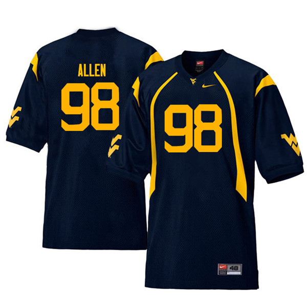 Men #98 Tyrese Allen West Virginia Mountaineers Throwback College Football Jerseys Sale-Navy